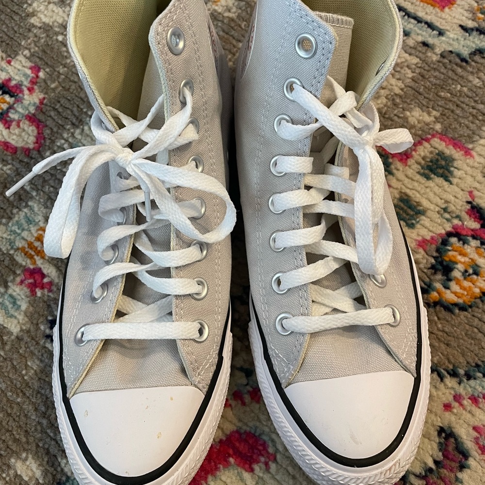 Grey high top converse